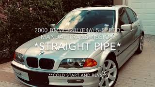 Bmw 328i e46 straight pipe exhaust with cold start and revs [upl. by Shipman]