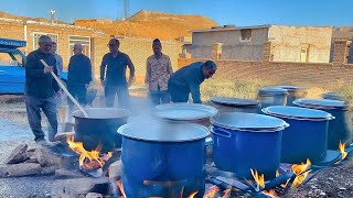 Village Muharram Carnaval  Cooking Dinner in huge dishes in the mountain village of Iran [upl. by Acira]