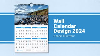 How To Make A Wall Calendar Design 2024 In Illustrator  Creative Calendar Design Tutorial [upl. by Egarton]