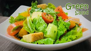 Green Salad Recipe  Vegetable Salad  Fresh Dressing [upl. by Eekram698]