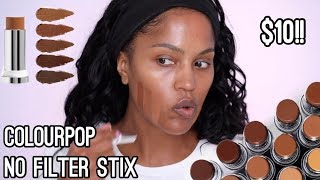 NEW COLOURPOP NO FILTER FOUNDATION STIX REVIEW  MAKEUPSHAYLA [upl. by Kenn2]