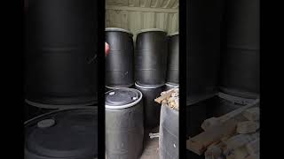 Time to put up feed barrels shorts video homestead farm [upl. by Ylrebme584]