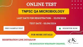 ONLINE TEST  MICROBIOLOGY  TNPSC DEPUTY MANAGER QA  CK EDUCATION [upl. by Rolanda684]