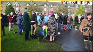 New Years Day Joe Town Memorial Swim in the River Wharfe at Otley [upl. by Fredra898]