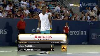 Montreal 2009 R1  Safin vs Monfils Amazing defense [upl. by Ennairb]