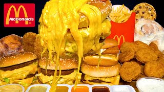 ASMR MUKBANG EXTRA BIG MAC BURGERS CHICKEN NUGGETS HASH BROWNS MCDONALDS FRIES  WITH CHEESE PARTY [upl. by Aldo]