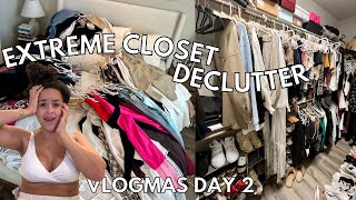 EXTREME CLOSET CLEANOUT Purging EVERYTHING amp Reorganizing my Closet Postpartum Vlogmas day 2 [upl. by Yot]