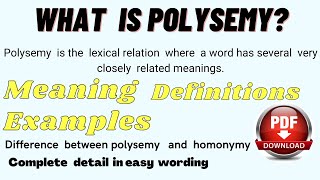 Polysemy  Meaning  definitions  Examples  Semantic polysemy  Lexical relationship linguistics [upl. by Aivlys]