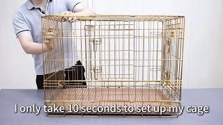 10Second Setup Foldable Gold Dog Crate [upl. by Yhtorod555]