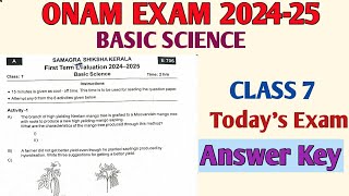 Onam Exam 2024 25 Class 7 Basic Science Kerala Syllabus  Answer key Today Basic Science Exam [upl. by Newra]