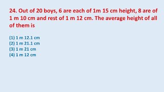 24 Out of 20 boys 6 are each of 1m 15 cm height 8 are of 1 m 10 cm and rest of 1 m  edu214 [upl. by Nahtnahoj622]