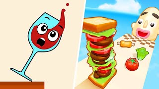 Satisfying Mobile Games  Spill It Sandwich Run Sandwich Runner Juice Run Ball Run 2048 [upl. by Helyn]