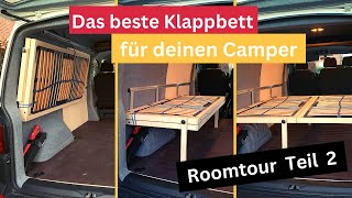 Camporter  Roomtour Teil 2  Klappbett im VW Bus T6  kurzer Radstand [upl. by Adranoel]