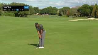 Tiger Woods Duffs chip shot twice Hero Challenge 2014 [upl. by Hyatt486]