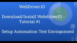 Download and Install WebDriverIO Create WebDriverIo ProjectVisualStudio Code Editor Node 1 [upl. by Fabozzi3]