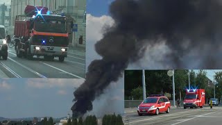 Grossbrand im Kleinhüninger Hafen  starke Rauchentwicklung  Grosseinsatz Feuerwehren Region Basel [upl. by Spaulding]