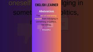 English Word  Abstention  Meaning With An Example englishwords english abstention [upl. by Eesdnil636]