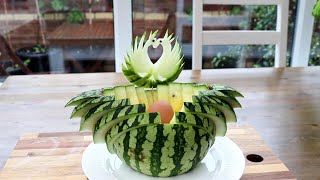 DIY Fruit Art  Watermelon Swan  Fruit amp Vegetable Cutting Tricks [upl. by Sontag]