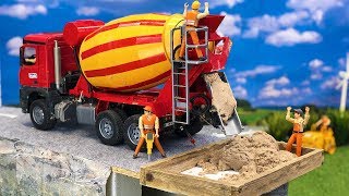 Amazing RC Concrete Mixer Truck Bruder at RC Construction site [upl. by Anemij154]