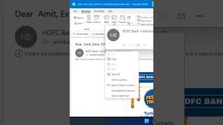 How To Quickly Add New Contacts From Email To Outlook Address Book short [upl. by Serles781]