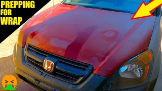 PREPPING the HOOD FOR MORE WRAP  OffRoad Build 2003 2nd Gen Honda Crv [upl. by Masuh]