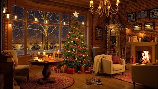 Relaxing Christmas Jazz with Snowfall for Sleep ☕🎄 Cozy Christmas Coffee Shop Ambience [upl. by Anihsit]