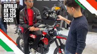 Małe wariaty powracają w nowych wersjach  Aprilia RX 125  SX 125 EICMA 2024 [upl. by Imeon]