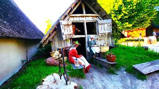 Medieval village Ancient crafts Basketmakers house Beekeepers house Netherlands in Archeon [upl. by Sadie892]