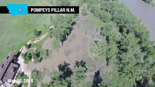 Aerial view of Pompeys Pillar NM Flooding 30 May 2018 [upl. by Gulgee847]