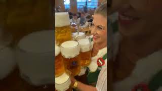 Oktoberfest Waitress Carries Giant Order [upl. by Aikehs]