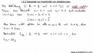 Beispiel zur Injektivität von Abbildungen Teil 1  Mathematik Video Tutorium [upl. by Jecoa]