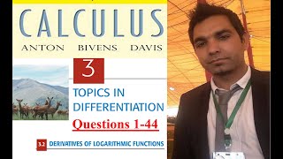 Calculus Ch  3 Ex  32 Question 144 Logarithm function Differentiation Howard Anton 10th Edition [upl. by Fairweather]