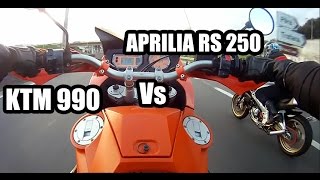 APRILIA RS 250 Vs KTM 990  95  170 kmh [upl. by Piero863]