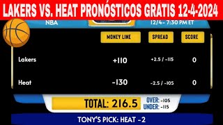 LA Lakers vs Miami Heat 1242024 Pronósticos GRATIS de la NBA para Hoy [upl. by Lynda]