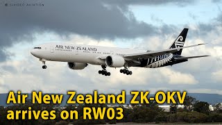 Air New Zealand ZKOKV arrives on RW03 and taxis on Papa at Perth Airport [upl. by Cliffes551]