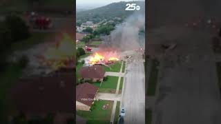 Aerial footage of a home explosion in Copperas Cove Texas no injuries reported [upl. by Gazzo242]