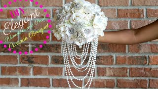 DIY Elegant Brooch and Pearl Cascade Bridal Bouquet  DIY Wedding Bouquet  DIY Tutorial [upl. by Eninotna27]