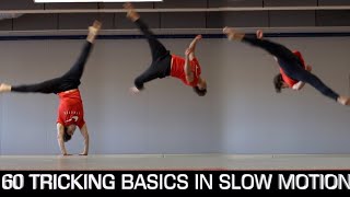 60 Tricking Basics  Easiest to Hardest Slow Motion [upl. by Irpak]