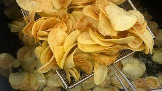 £1 Home made CrispsPotato Chips from the Fish amp Chip Shop [upl. by Alatea]