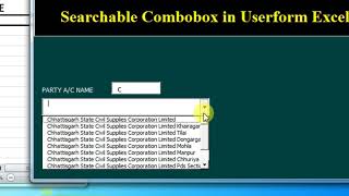 how to create Searchable Combobox in Excel VBA [upl. by Happy]