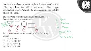 Stability of carbon cation is explained in terms of various effect eg Inductive effect resonan [upl. by Eissalc]