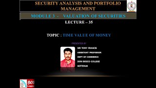 SECURITY ANALYSIS AND PORTFOLIO MANAGEMENT MCOM S3  LECTURE 35 TIME VALUE OF MONEY [upl. by Bocyaj]