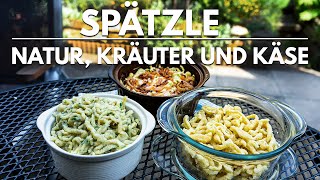 Dreierlei Spätzleteig  Spätzle selber machen mit der Spätzlepresse  Käsespätzle und Kräuterspätzle [upl. by Aicilaanna875]