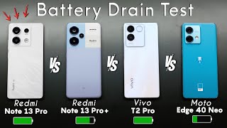 Redmi Note 13 Pro vs Redmi Note 13 Pro Plus vs Vivo T2 Pro vs Moto Edge 40 Neo Battery Drain Test [upl. by Brennan]