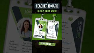 Vertical ID Card Design for Teachers in Word Format  idcard teacher [upl. by Anaig]