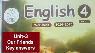 4th std term2 English workbook Unit3 our Friends key answers202425 [upl. by Aneelehs]