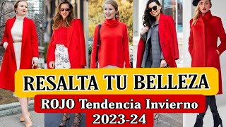 Tendencias de moda Otoño 202324 Los Mejores LOOKS Con ABRIGO Y JERSEY ROJO Para Resaltar tu Belleza [upl. by Annaig841]