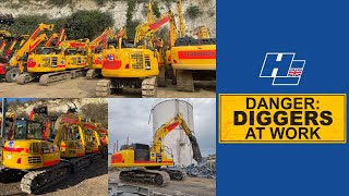 H E Services Plant Hire Ltd  Danger Diggers at Work [upl. by Cornew]