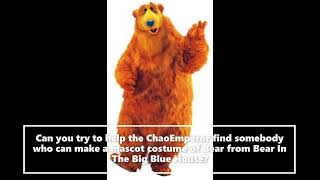 New Character Mascot Costume Ideas Bear Bear In The Big Blue House [upl. by Rumery]