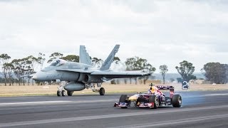 Daniel Ricciardo Drag Races F1 Car vs FA18 Hornet ✈️ [upl. by Eisinger]